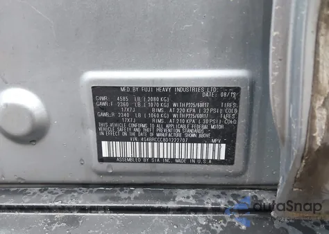 2013 Subaru Outback 2.5I Premium из США, поврежденный, VIN 4S4BRCCC8D1222707